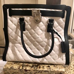 Michael Kors Hamilton Quilted Black & White Purse